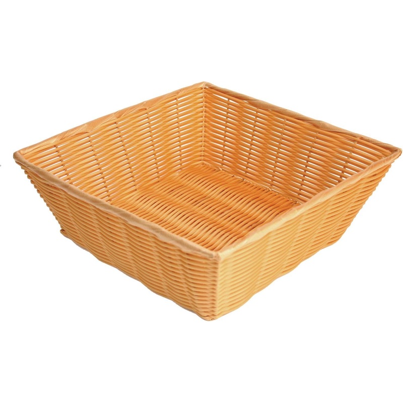 13″ x 13″ x 4-1/2″ Square Hand-Woven Bread Basket Natural Color- Restaurant Woven Food Serving Basket for Fruit Bread Serving Basket Decorative Baskets Perfect for Cafe Home Restaurants
