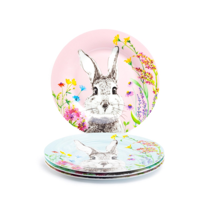 7.5″ Flower Bunny Bone China Dessert Plate