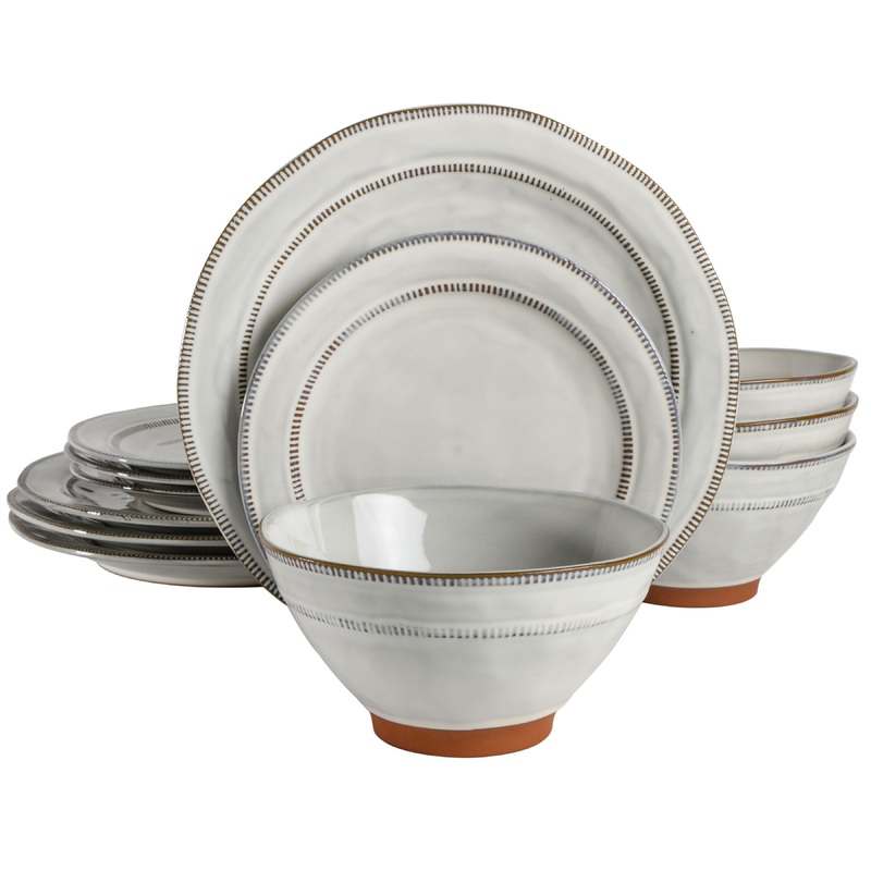 Gibson Elite Terranea 12-Piece Reactive Terracotta Dinnerware Set