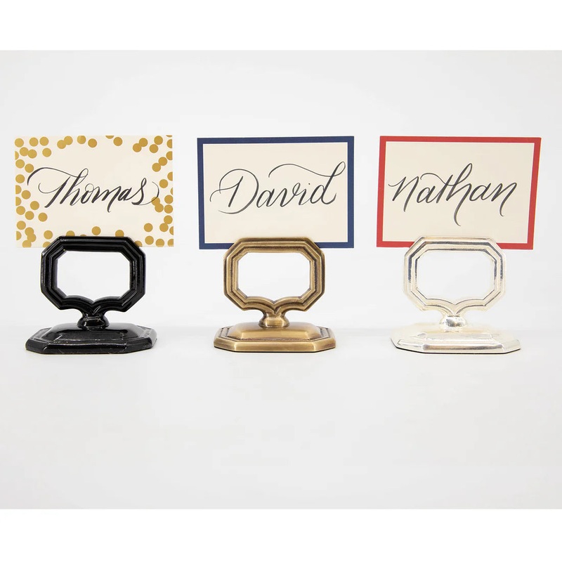 Hester & Cook Napkin Ring with Place Card Holder Brass