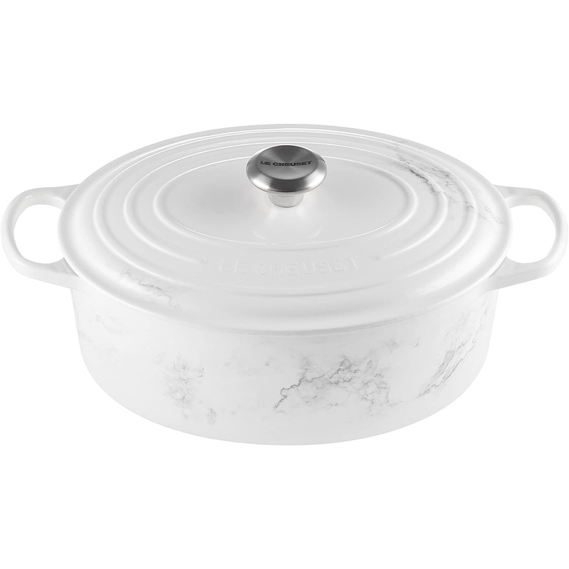 Le Creuset  6 3/4 Qt. Signature Oval Dutch Oven w/Stainless Steel Knob – Marble- Personalized Engraving Available