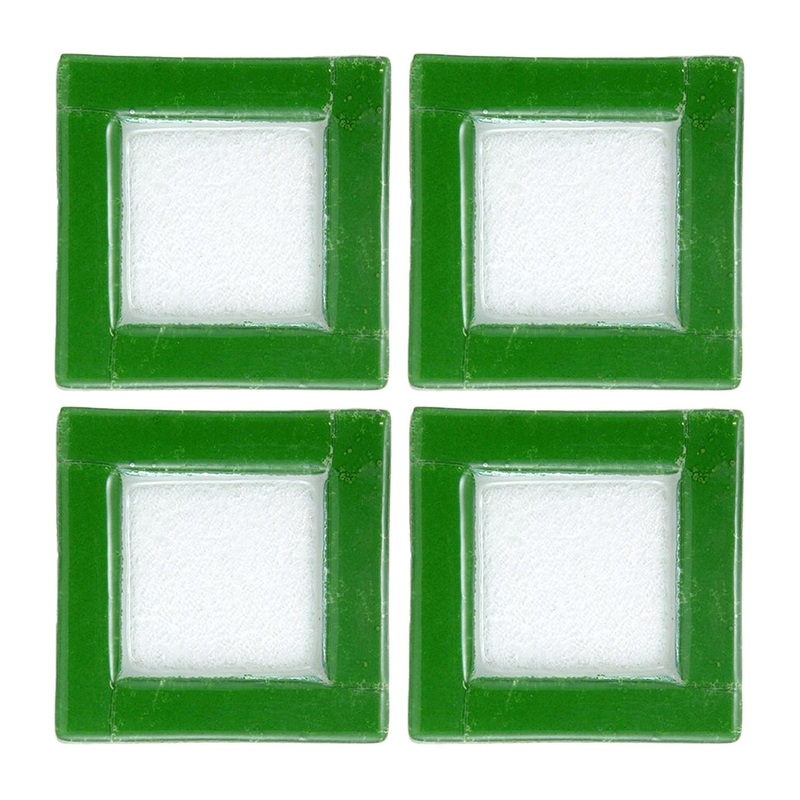 Glass Dinnerware 6″ x 6″ Square Green Glass Plate (Set of 4)