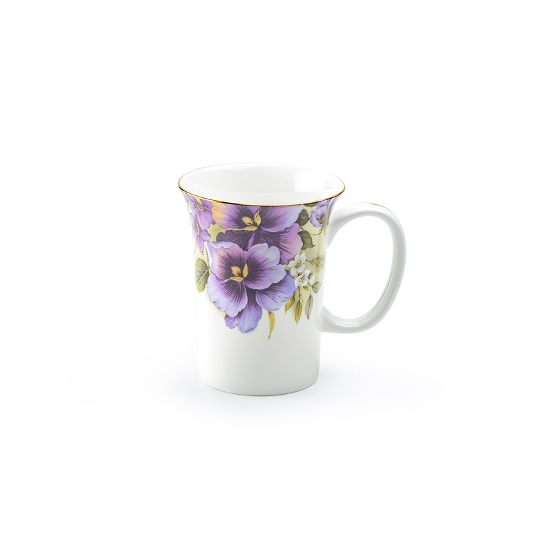 Purple Pansy Bone China Mug