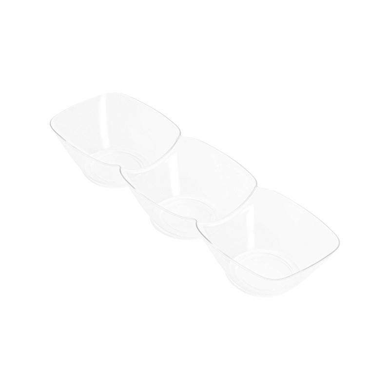 Clear Rectangular 3-Hole Mini Plastic Bowls
