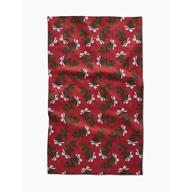 Geometry Christmas Berry Bow Tea Towel