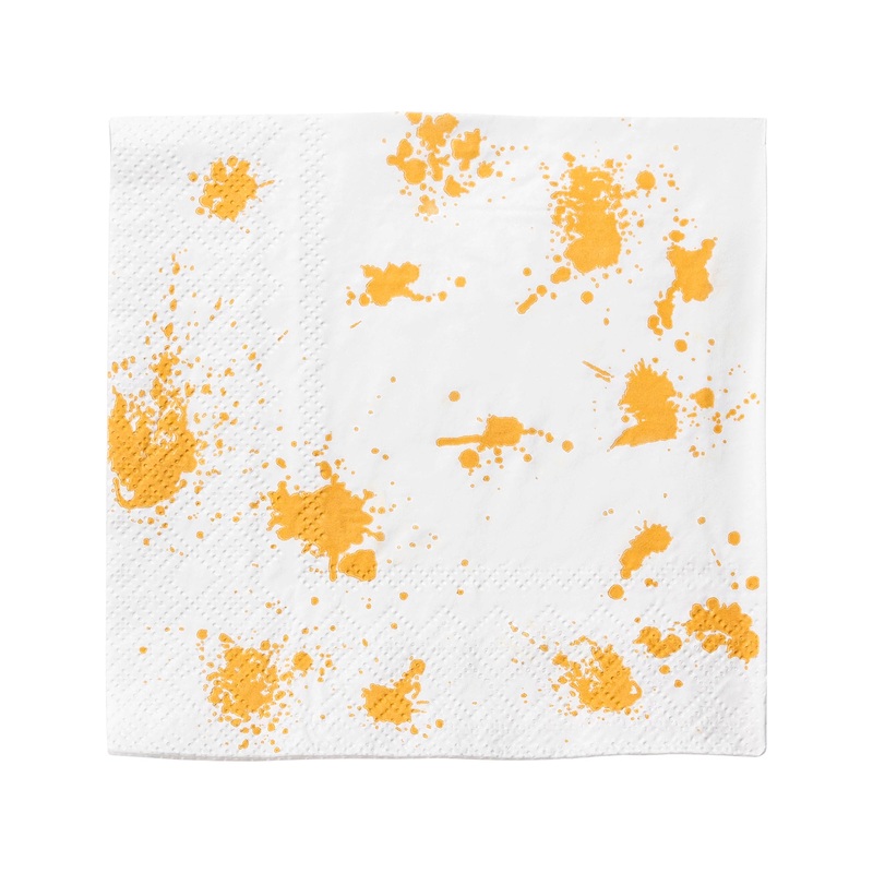 White with Gold Paint Splatter Paper Beverage/Cocktail Napkins