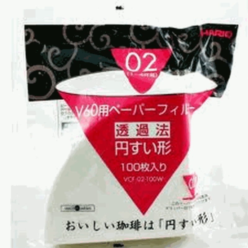 Hario White Paper Filter for 02 Dripper 100 Sheets