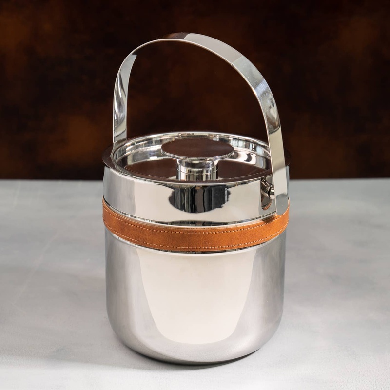 Leather Ice Bucket – 8x7x7.5″