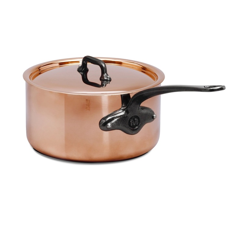 Mauviel M’150 Ci Saucepan With Cast Iron Handle and Lid, 7.8 Inch