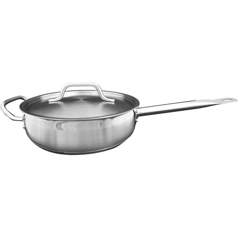 Stainless Steel Saute Pan with Lid and Welded Hollow Handle – Versatile Chef’s Cooking and Egg Pan
