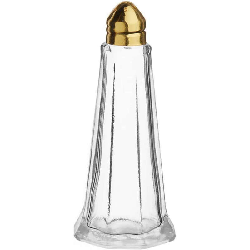 1 oz. Tower Salt Pepper Shakers with Glass Body Stainless Steel Golden Cap – Salt Shaker Salt Pepper Shakers Glass Spice Jars Accessories for Wedding Restaurant Home Kitchen