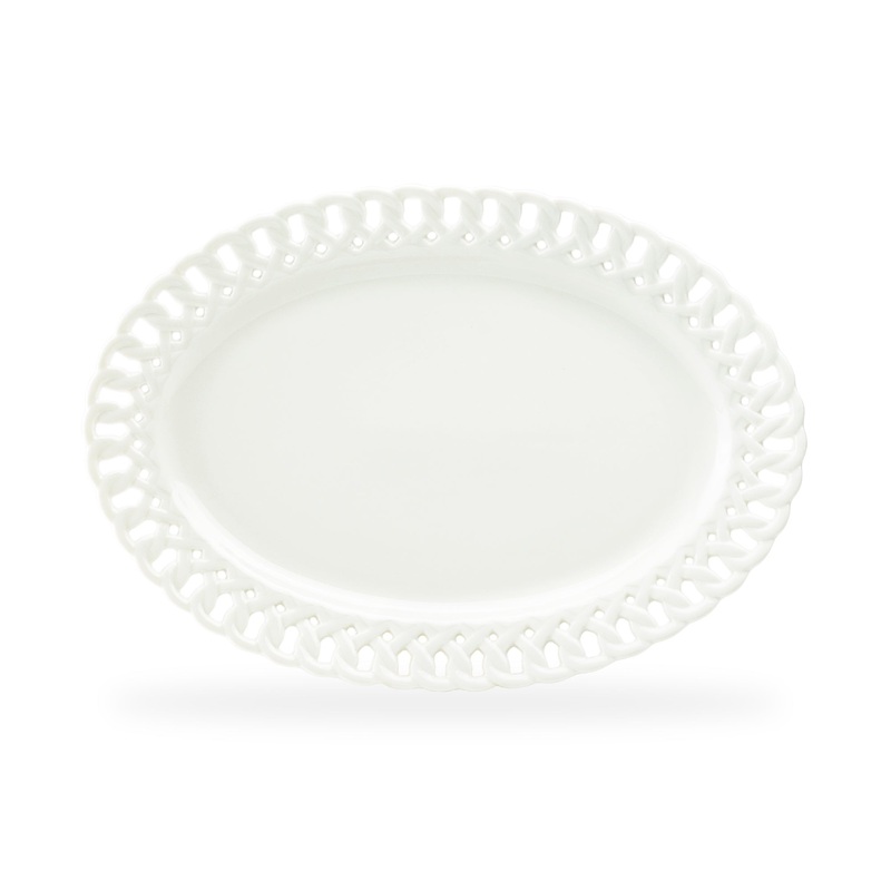 14.25″ White Heirloom Fine Porcelain Oval Serving Platter