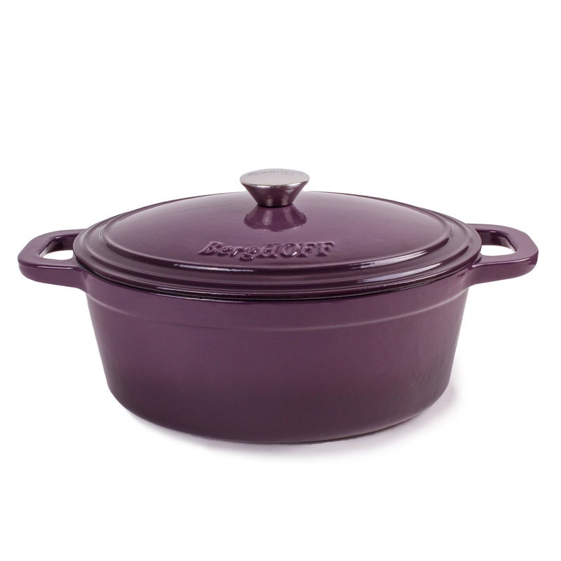 BergHOFF Neo Cast Iron 5qt. Oval Dutch Oven 11.5″ with Lid, Purple