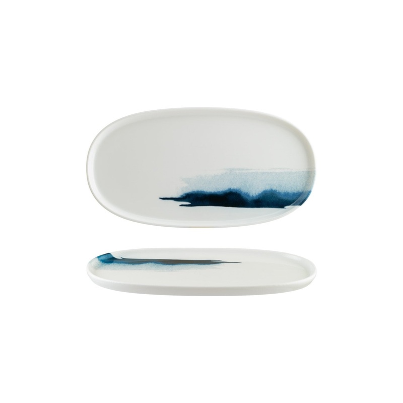 Blue Wave 12″ x 6.25″ x h:0.75″ Oval Decorated Porcelain Platter