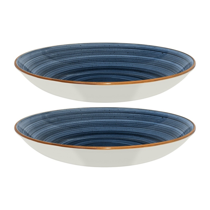 Dusk dia.10″ h:2″ 44 oz. Round Blue Porcelain Bowl (Set of 2)