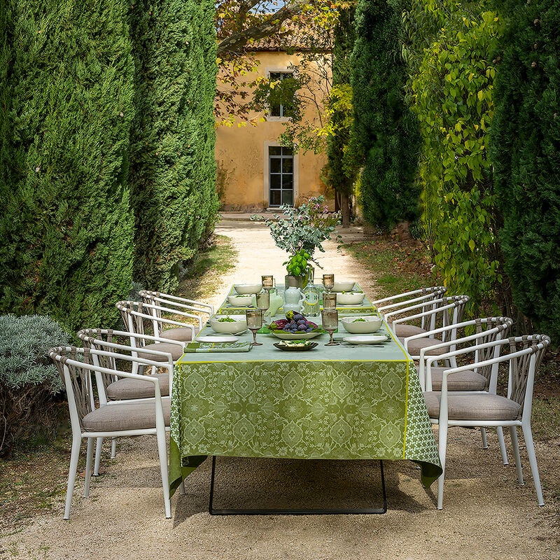 Le Jacquard Franais- Voyage Green Coated Cotton Tablecloth (69X69)