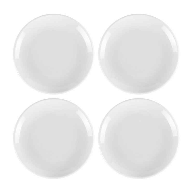Porcelain Delta-Coupe dia.6.5″ Round White Porcelain Plate (Set of 4)