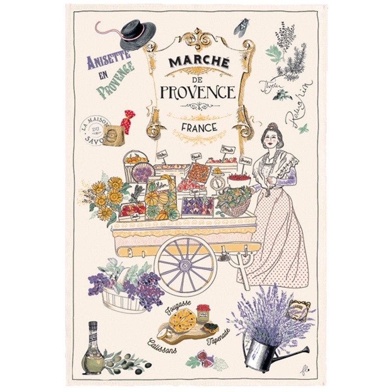 Torchons & Bouchons Tea Towel  Provence Market