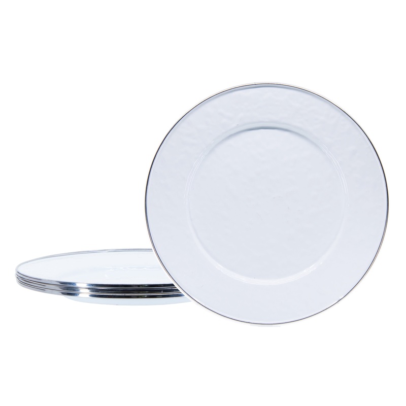 White Solid Dinner Plates – Set Of 4