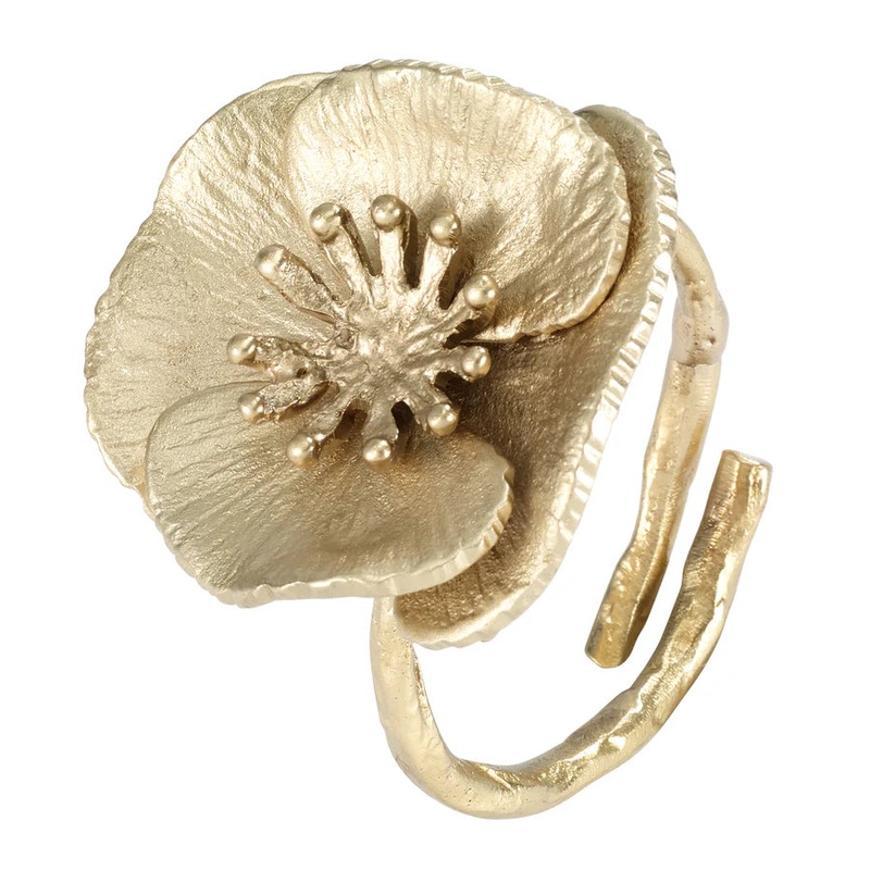 Bodrum Poppy Flower Gold Napkin Ring
