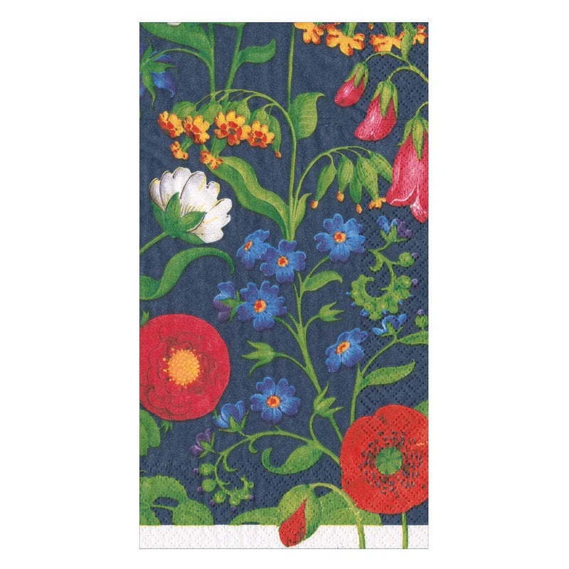 Caspari Cloisters Garden Guest Towel Napkins in Navy – 15 Per Package