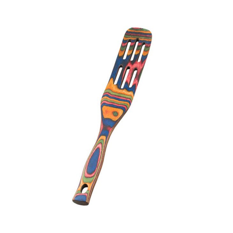 Island Bamboo 13” Slotted Spurtle, Rainbow Pakka