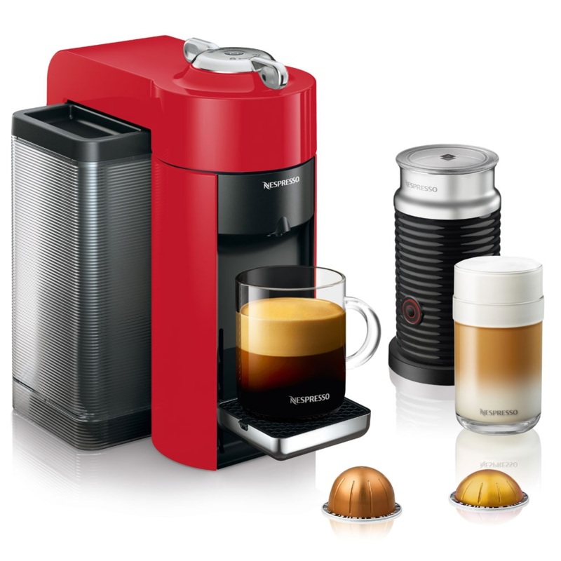 Nespresso Vertuo Espresso Machine by DeLonghi with Aeroccino – Red