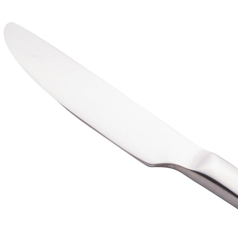World Tableware 963 5501 Elexa 9″ 18/0 Stainless Steel Heavy Weight Solid Handle Dinner Knife with Serrated Blade – 12/Pack