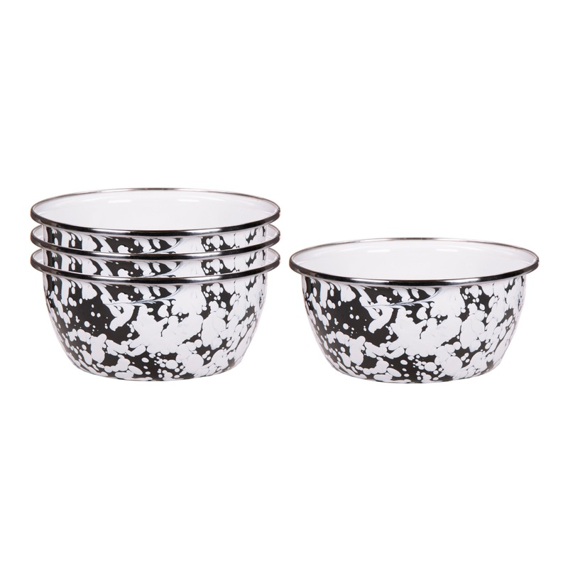 Black Swirl Salad Bowls – Set of 4, Black