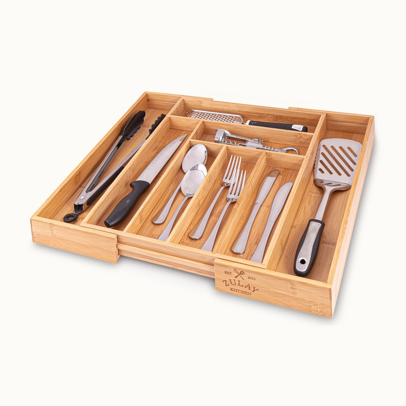 Expandable Kitchen Drawer Organizer – Bamboo