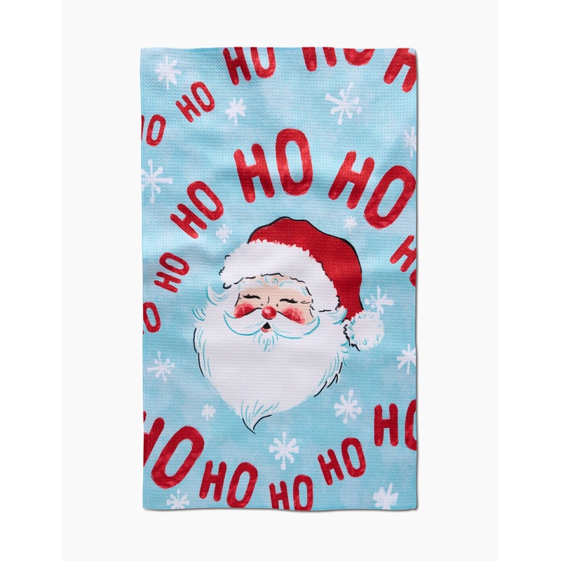 Geometry Merry Santa Claus Tea Towel