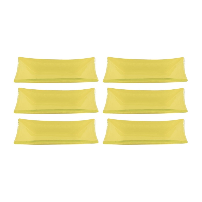 Glass Dinnerware 4.25″ x 2.5″ x h:0.5″ 1 oz. Rectangular Yellow Glass Ramekin (Set of 6)
