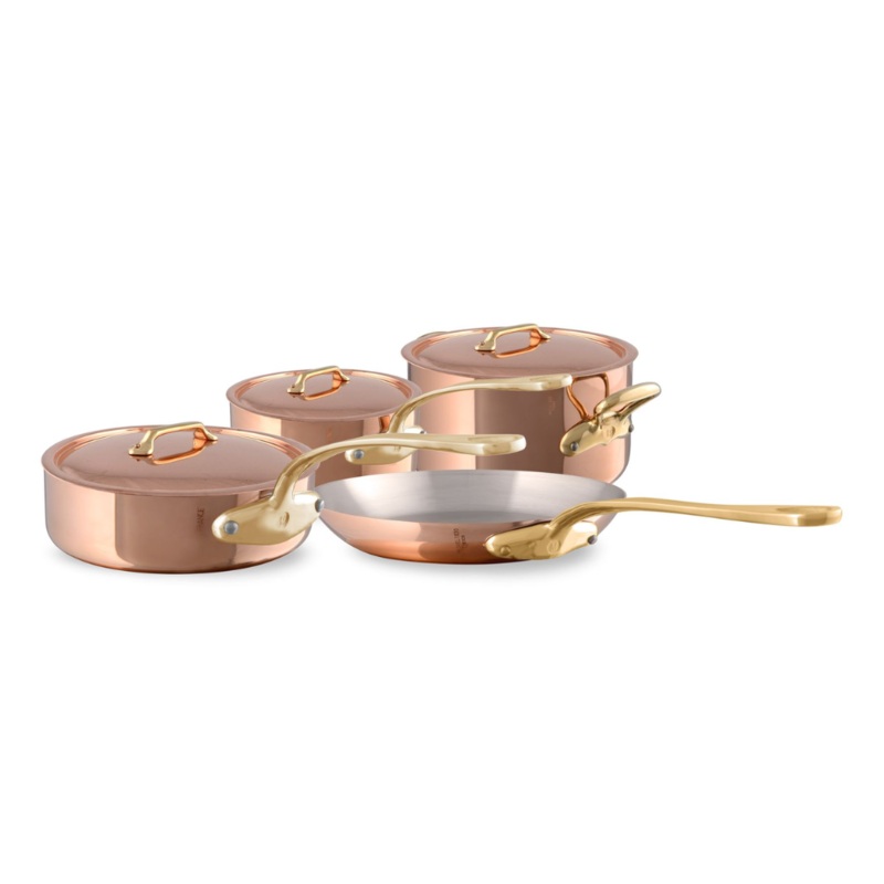 Mauviel M’Heritage M’200 B 7-Piece Cookware Set With Brass Handles