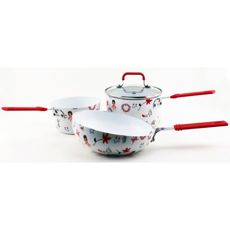 BergHOFF CookNCo 4Pc Mini Cookware Set Floral Pattern