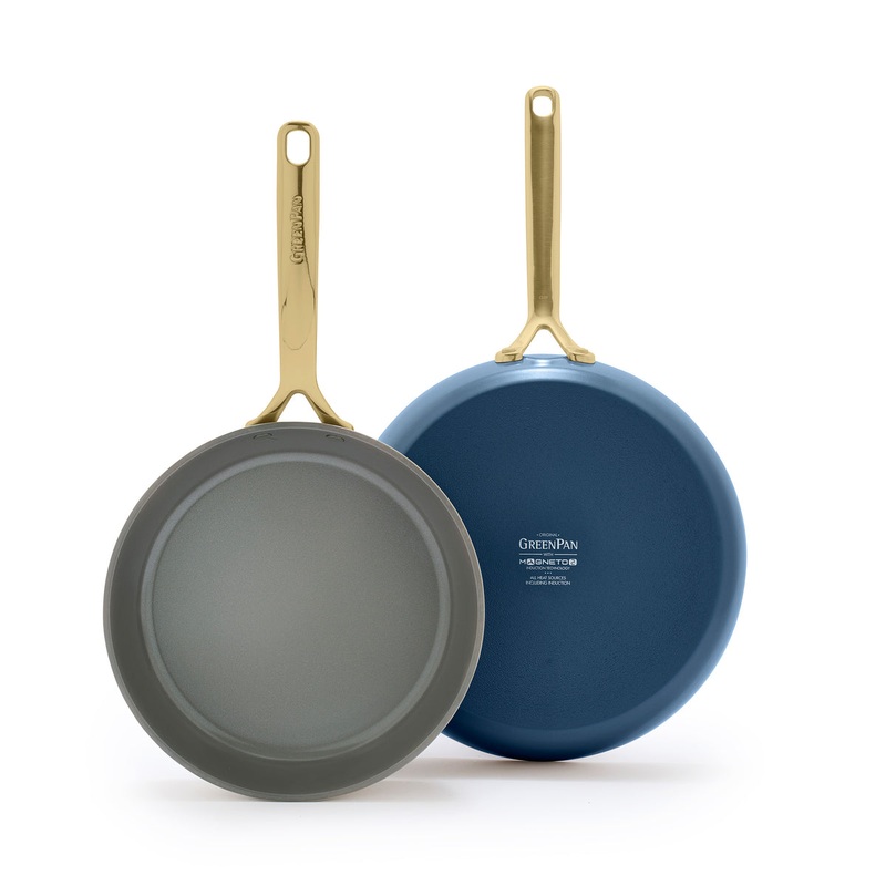 GP5 Colors Ceramic Nonstick 9.5″ and 11″ Frypan Set with Champagne Handles | Marine Blue