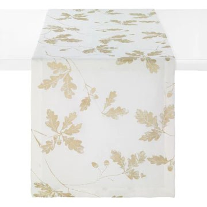 Acorn 90″ Table Runner- Gold and White