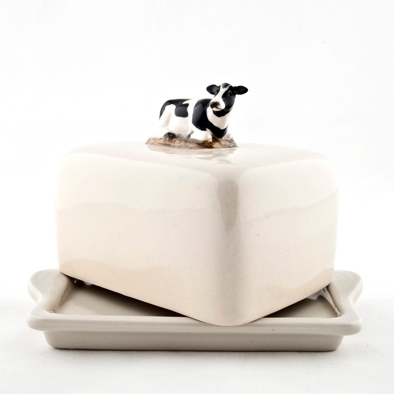 Quail Ceramics Friesian Cow Butter Dish