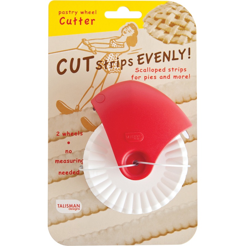 Talisman Designs Pastry Wheel Pie Crust Cutter, Red