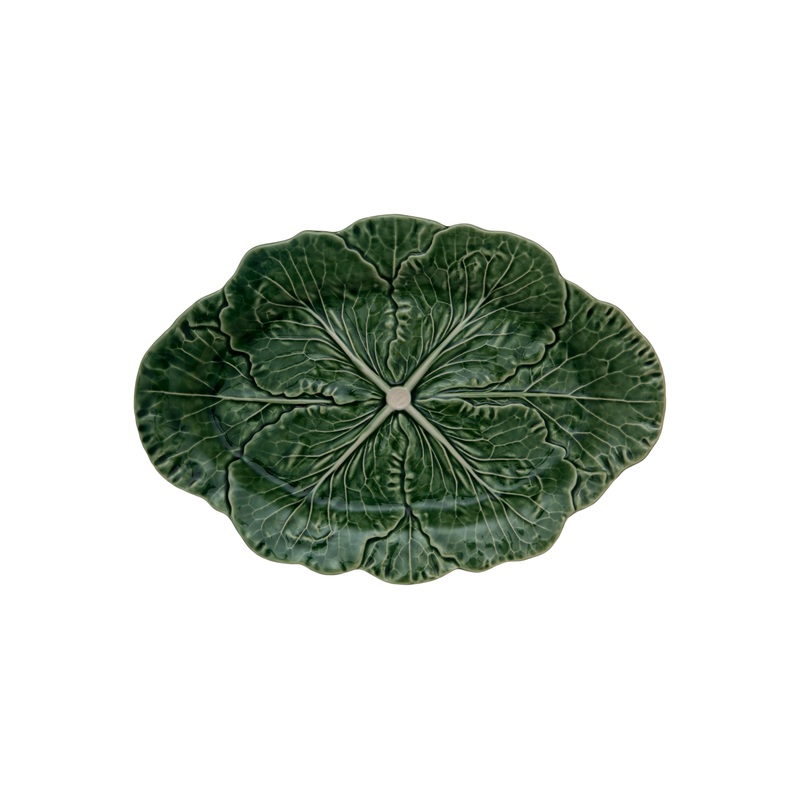 Bordallo Pinheiro Cabbage Oval Platter 15″, Green