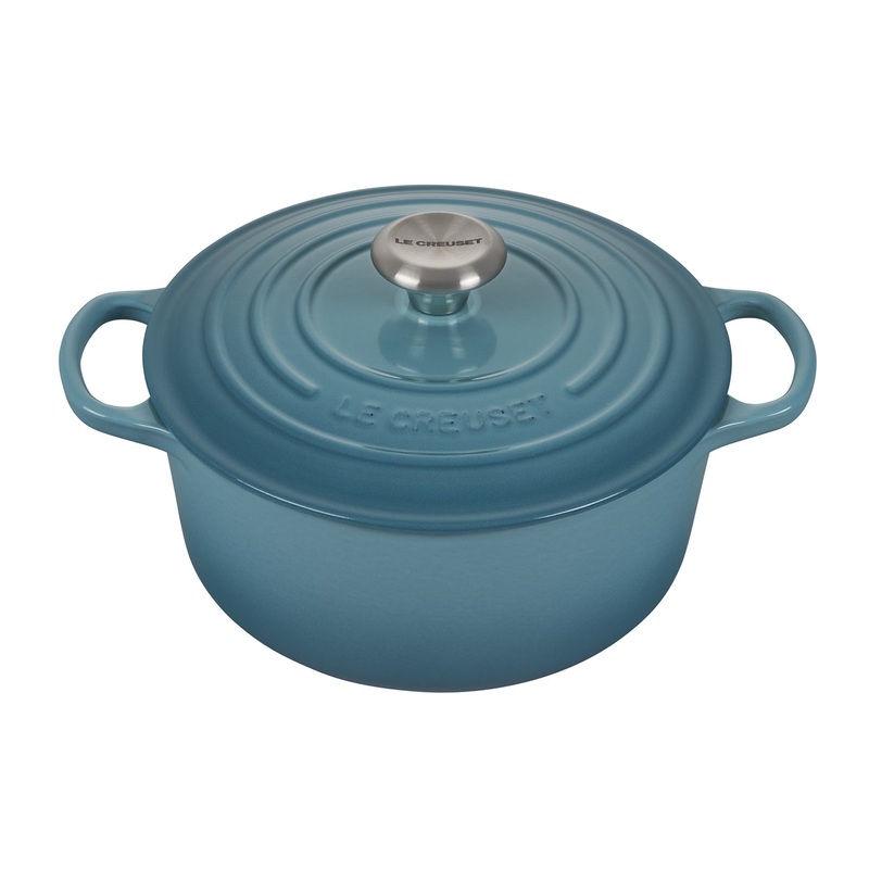 Le Creuset 4 1/2 Qt. Signature Round Dutch Oven w/Stainless Steel Knob – Caribbean- Personalized Engraving Available