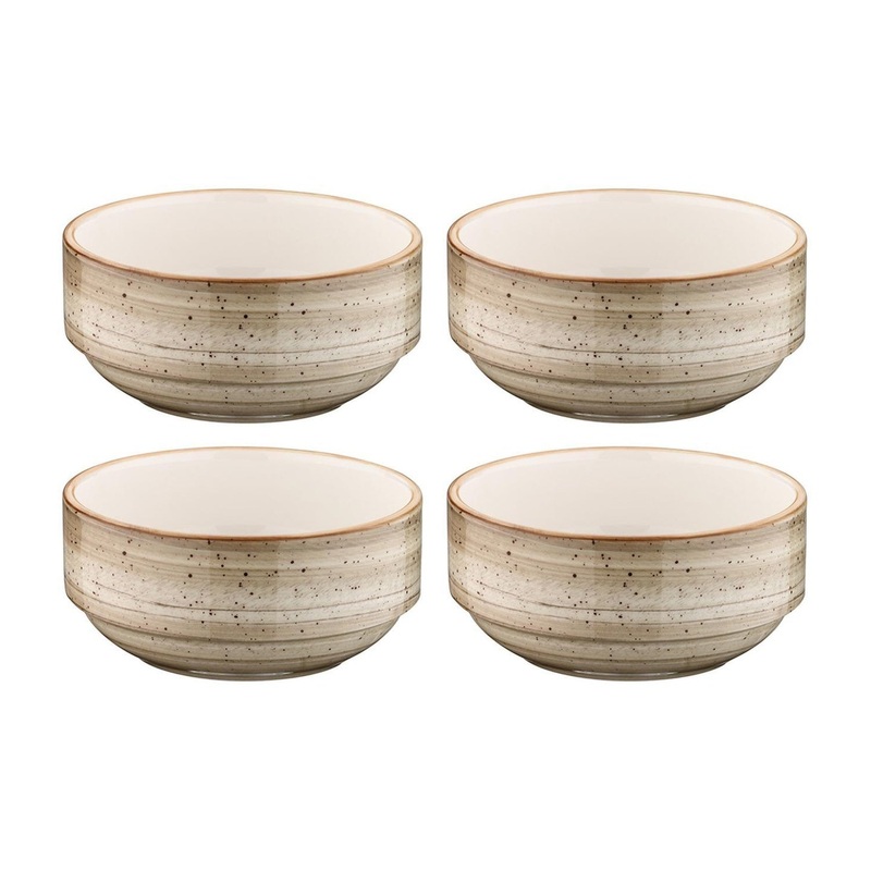 Terrain dia.5.5″ h:2.5″ 17 oz. Round Brown Porcelain Bowl (Set of 4)