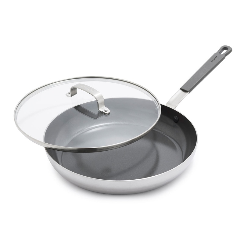 Bobby Flay by GreenPan PFAS-Free Nonstick Stainless Steel 12″ Frypan with Lid