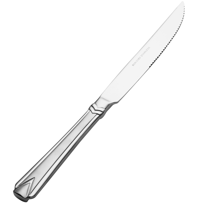 Bon Chef S1315 Gothic 10″ 13/0 Stainless Steel European Size Solid Handle Steak Knife – 12/Pack