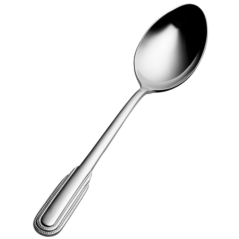 Bon Chef S2403 Empire 7 3/16″ 18/10 Stainless Steel Soup / Dessert Spoon – 12/Pack