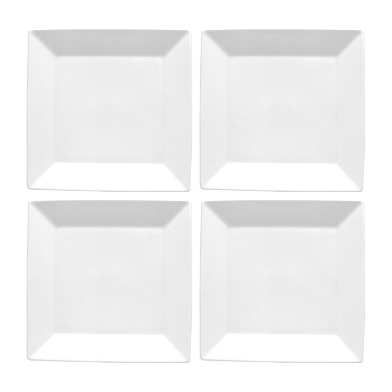 Porcelain Merid 5.5″ x 5.5″ Square White Porcelain Plate (Set of 4)