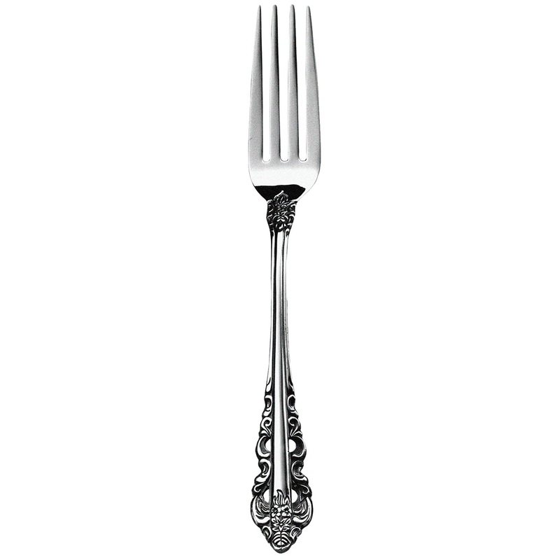 Walco 68051FS Classic Baroque 8 1/8″ 18/10 Fieldstone Finish Stainless Steel Extra Heavy Weight European Table Fork – 12/Pack