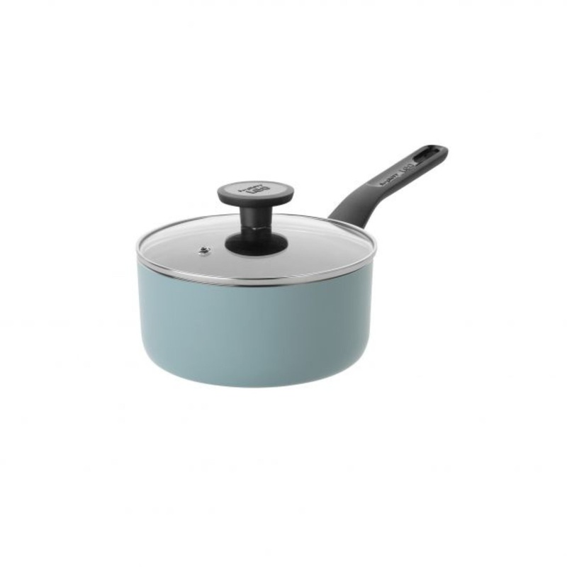 BergHOFF Slate Non-stick Aluminum Saucepan 7″, 2qt. With Glass Lid
