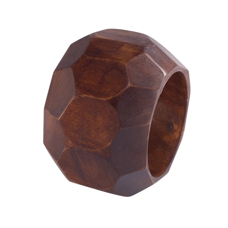 Bodrum Faceted Wood Napkin Ring