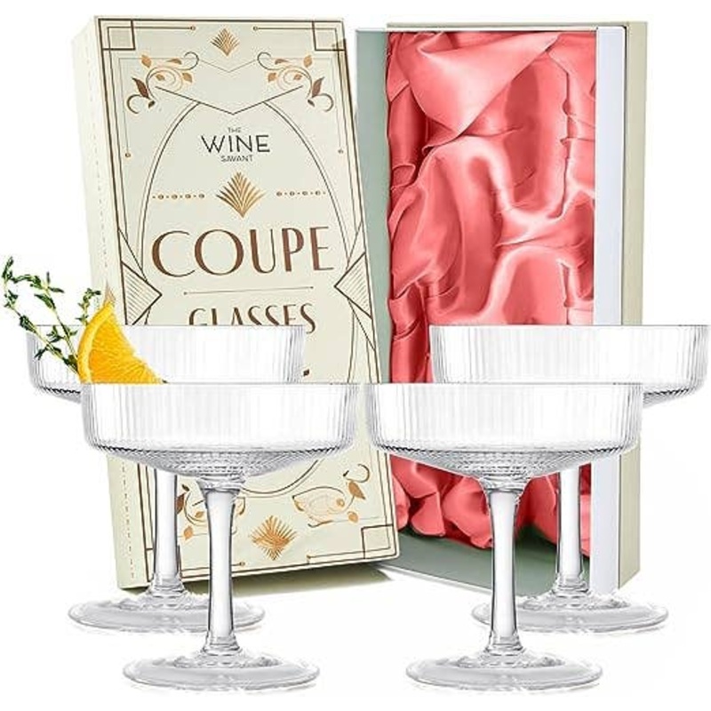 Coupe Glasses Ribbed Coupe Cocktail Glass 7 oz