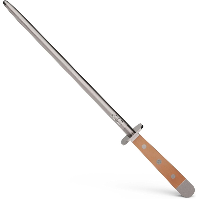 Gde Alpha Pear Series – 10″ Forged Double Bolster Sharpening Steel, Luxury Pear Wood Handle